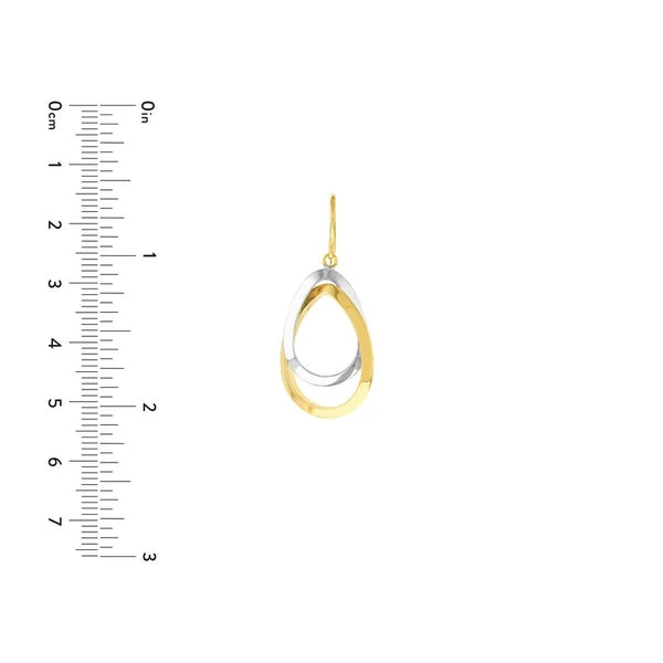 Two-Tone Interlinked Teardrop Dangle Earrings