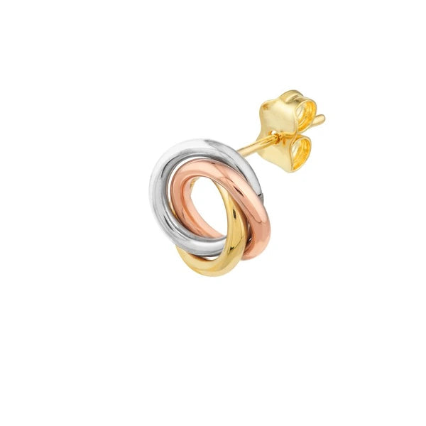 Tri-Color Open Love Knot Stud Earrings on Post Back