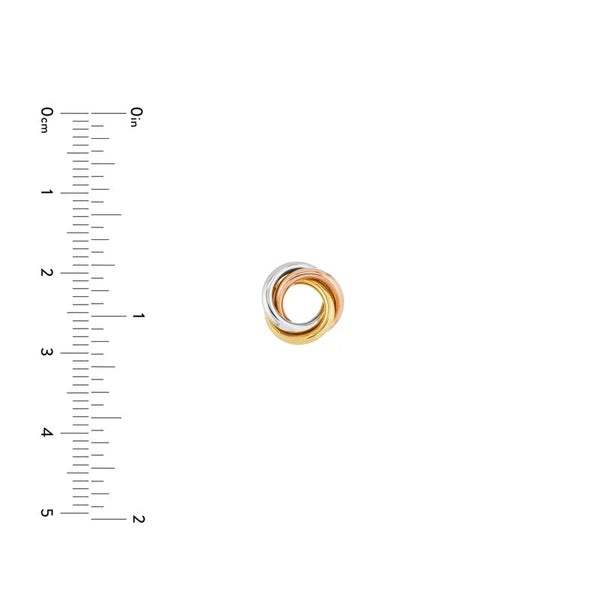Tri-Color Open Love Knot Stud Earrings on Post Back