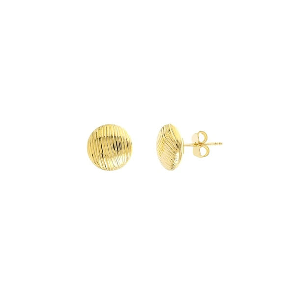 Ridged Button Stud Earrings on Post Back
