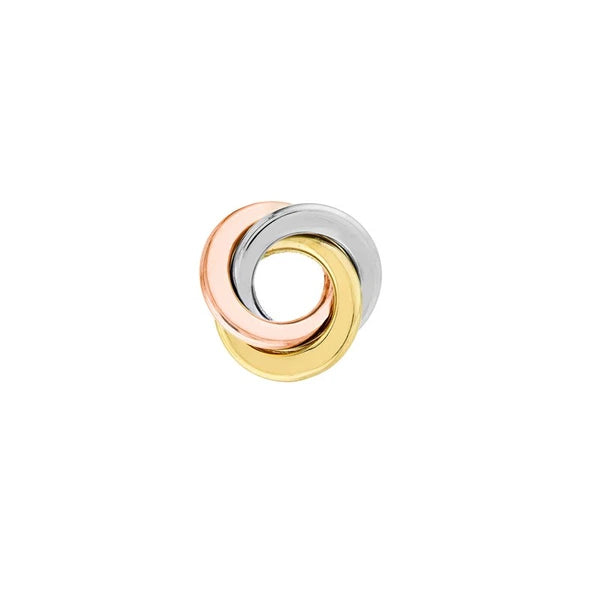 Tri-Color Flat Love Knot Stud Earrings on Post Back