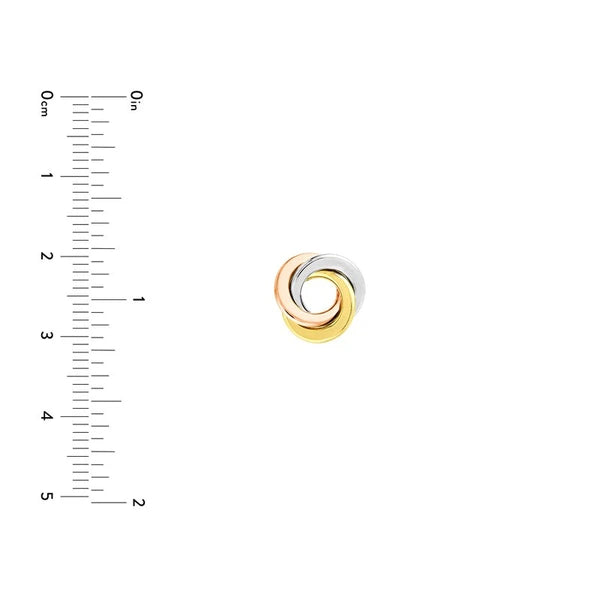 Tri-Color Flat Love Knot Stud Earrings on Post Back