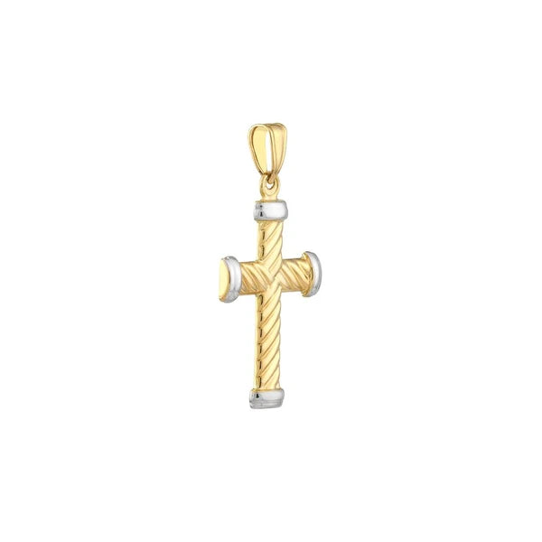 Two-Tone Twisted Rope Cross Pendant