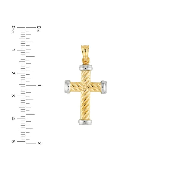 Two-Tone Twisted Rope Cross Pendant