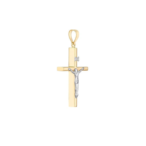 Vertical Flat Tube Cross w/Crucifix
