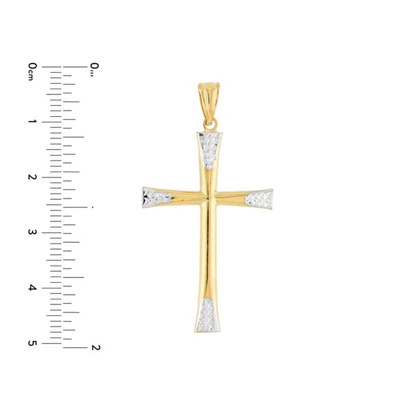 Two-Tone Diamond-Cut Tipped Cross Pendant