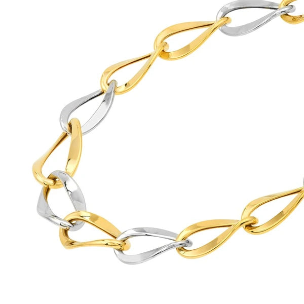 Two-Tone Flat Open Oval Link Bracelet