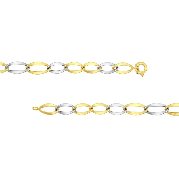 Two-Tone Flat Open Oval Link Bracelet
