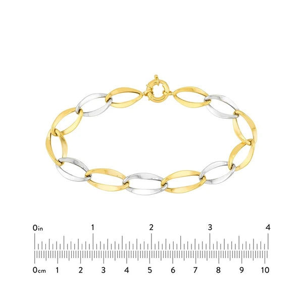 Two-Tone Flat Open Oval Link Bracelet