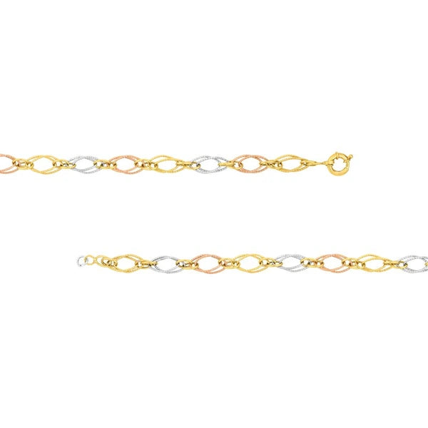 Tri-Colored Fancy Double Link Bracelet