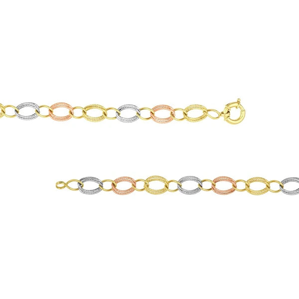 Tri-Colored Textured Link Bracelet