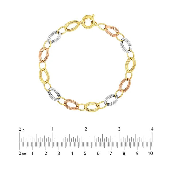 Tri-Colored Textured Link Bracelet