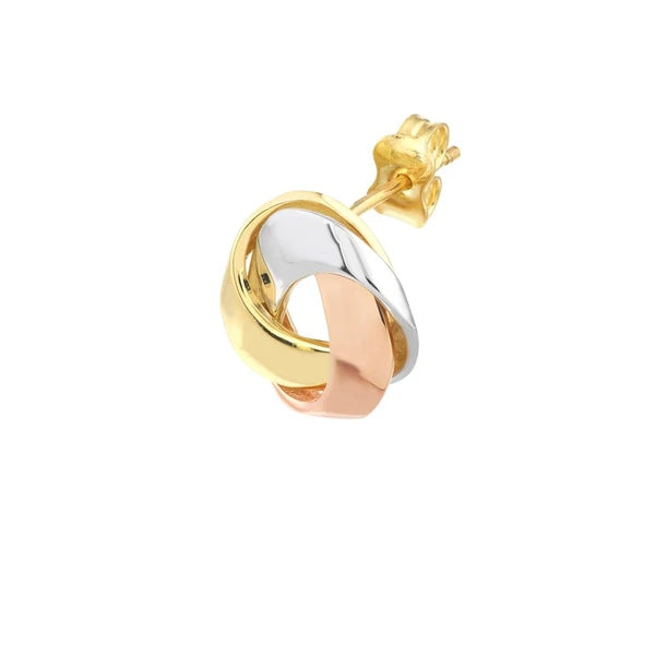 Tri-Color Flat Love Knot Stud Earrings