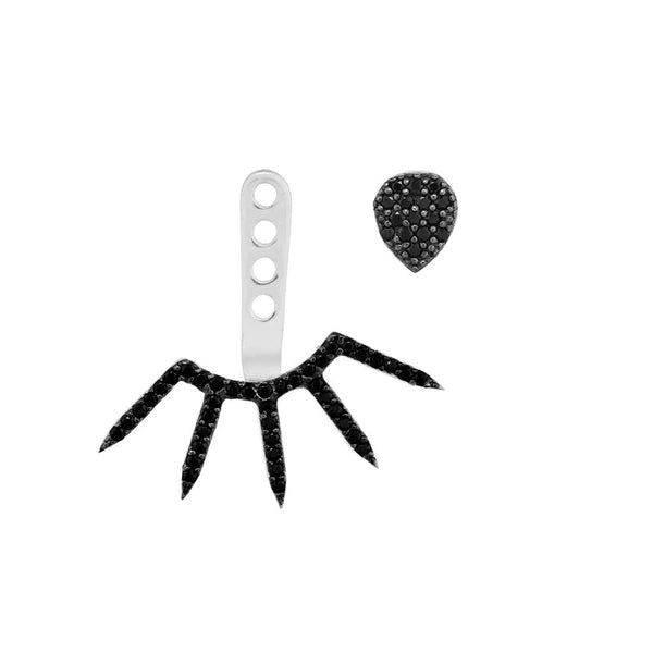 Sterling Silver Black Rhodium CZ Oval/Spike Earring Jackets