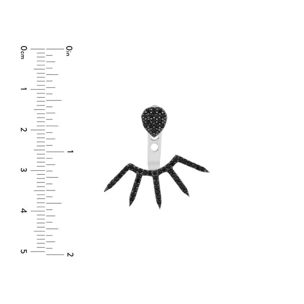 Sterling Silver Black Rhodium CZ Oval/Spike Earring Jackets