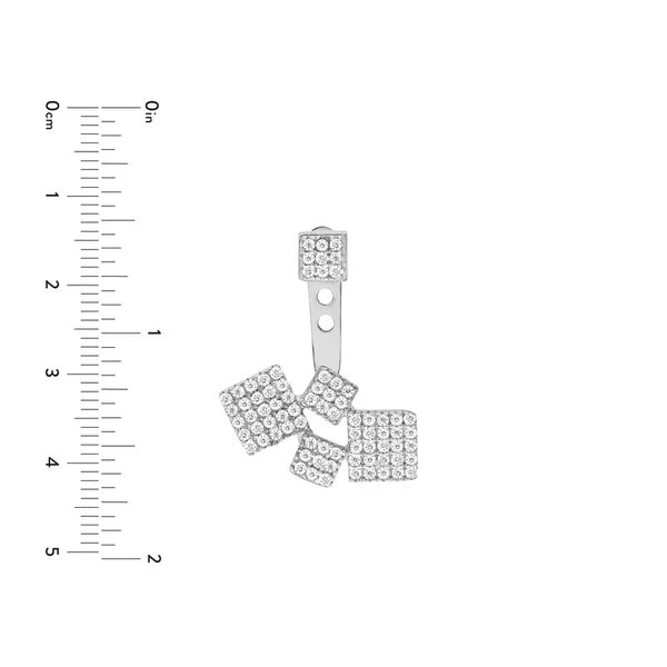 Cube Wht Cz Stud W/wht Cz Cube Charm Ear