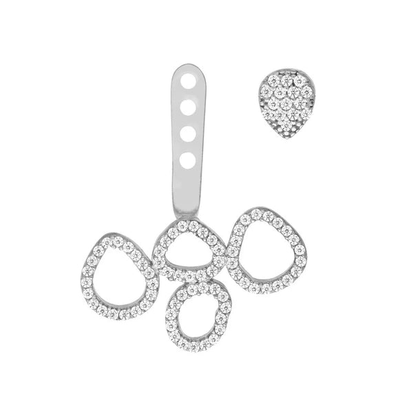 Sterling Silver CZ Teardrop and Open Bubble Earring Jackets