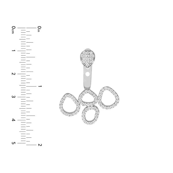Sterling Silver CZ Teardrop and Open Bubble Earring Jackets