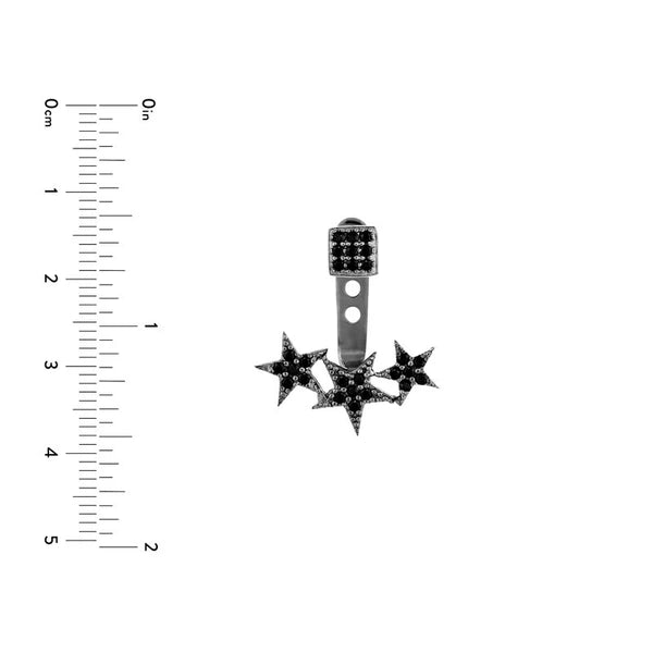 Sterling Silver Black Rhodium CZ Square/Star Earring Jackets