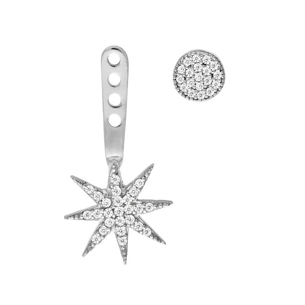 Sterling Silver CZ Circle and Star Earring Jackets