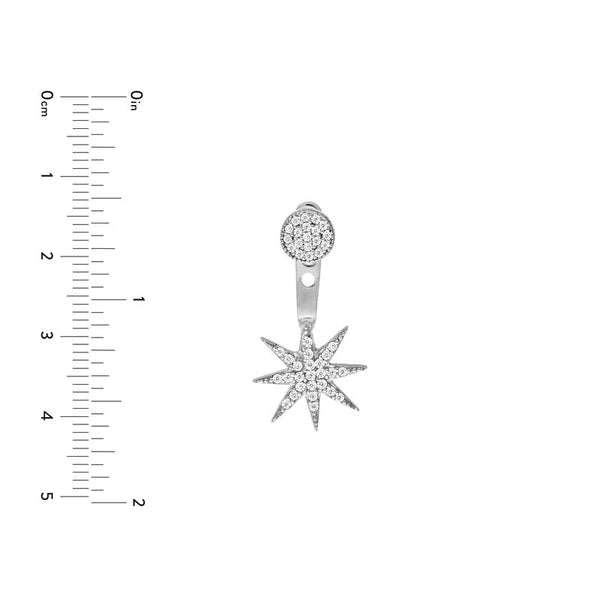 Sterling Silver CZ Circle and Star Earring Jackets