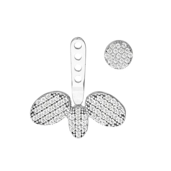 Sterling Silver CZ Diamond-Shape/Oval Trio Earring Jackets