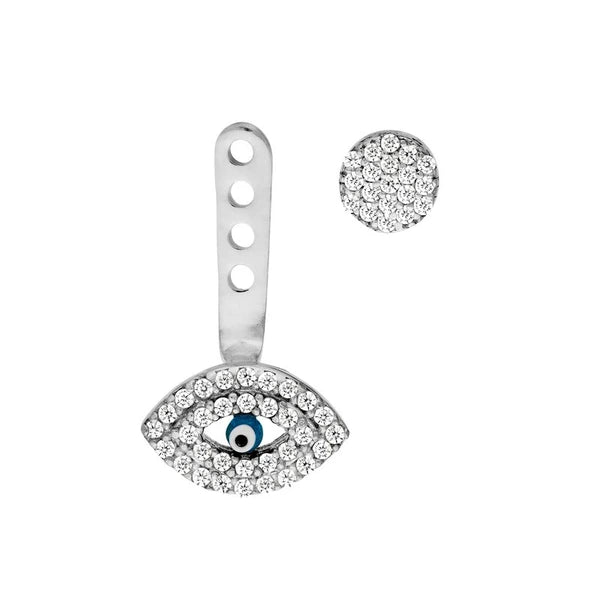 Sterling Silver CZ Diamond-Shape/Evil Eye Earring Jackets