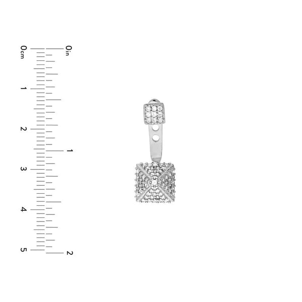 Sterling Silver CZ Diamond-Shape and Pyramid Earring Jackets