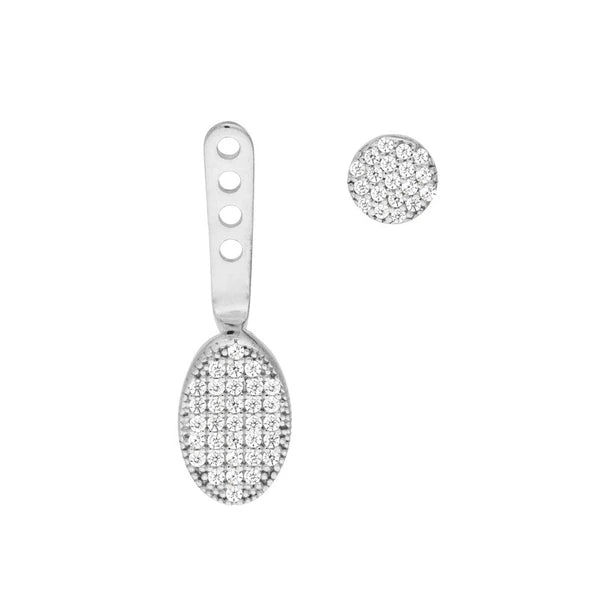 Sterling Silver CZ Teardrop and Oval Earring Jackets