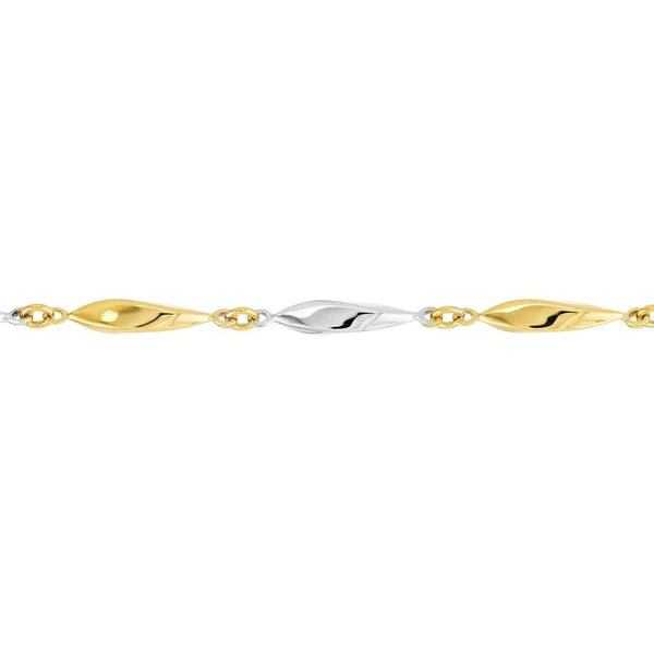 Two-Tone Long Marquise Link Bracelet