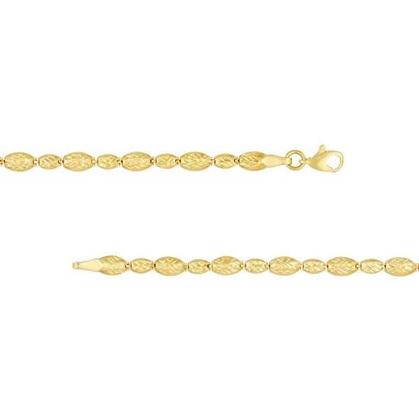 Diamond-Cut Hollow Bead Link Bracelet