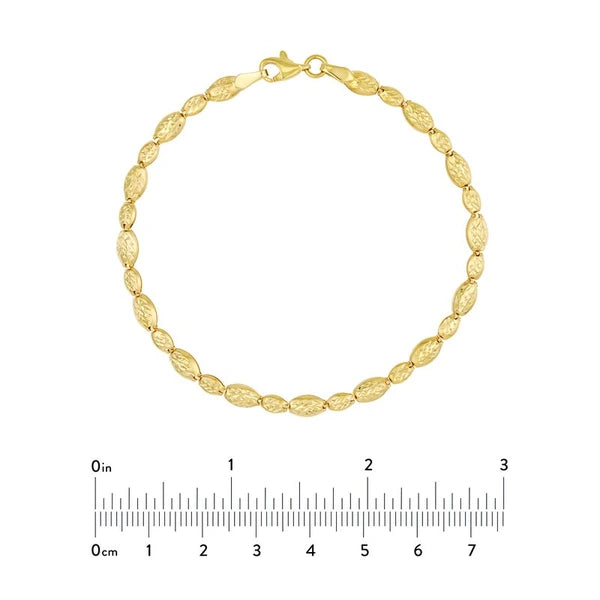 Diamond-Cut Hollow Bead Link Bracelet
