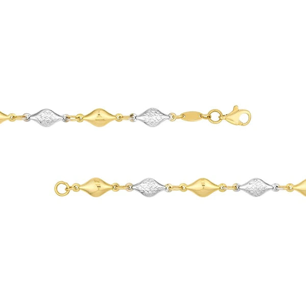 Two-Tone Polished and Diamond-Cut Bead Bracelet
