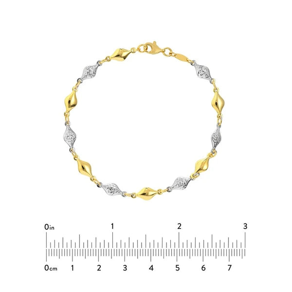 Two-Tone Polished and Diamond-Cut Bead Bracelet