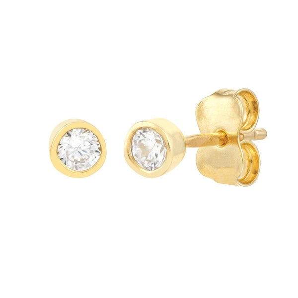 CZ Bezel Stud Earrings