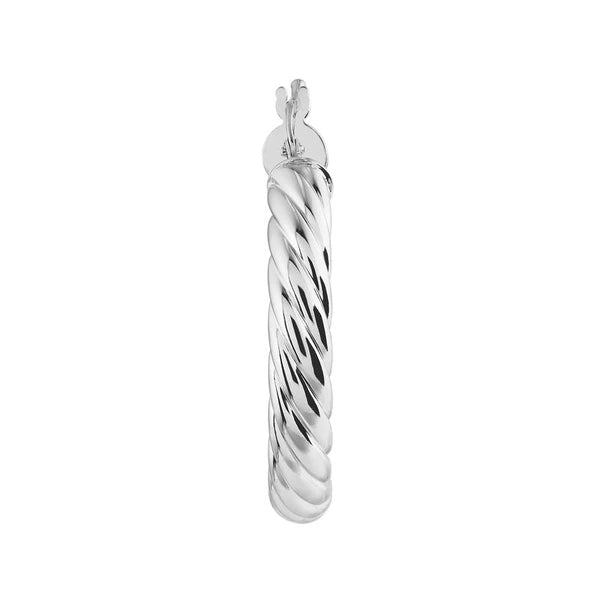 Sterling Silver Twisted Tube 20mm Hoop Earrings