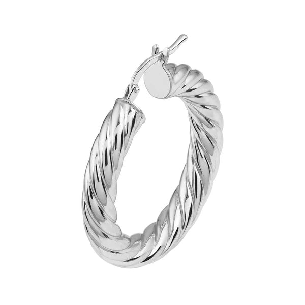 Sterling Silver Twisted Tube 20mm Hoop Earrings