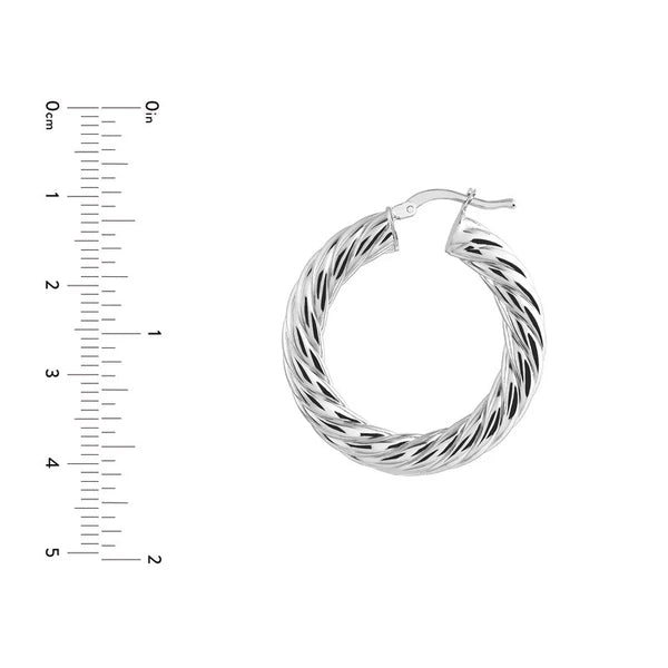 Sterling Silver Twisted Tube 20mm Hoop Earrings