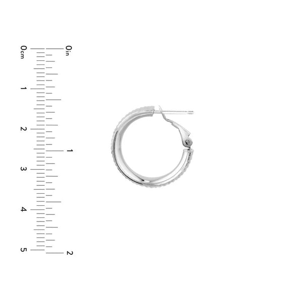Sterling Silver Ribbed Thick Circle Hoop Earrings