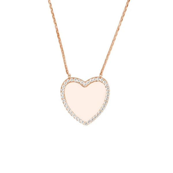 Sterling Silver Heart with CZ Frame Adjustable Necklace