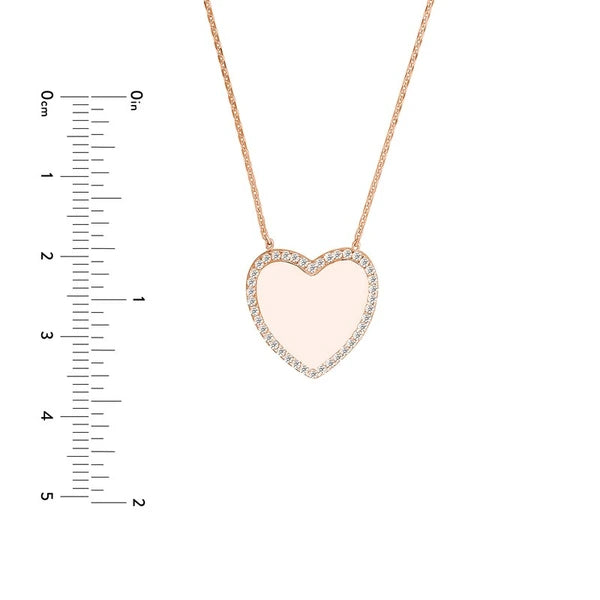 Sterling Silver Heart with CZ Frame Adjustable Necklace