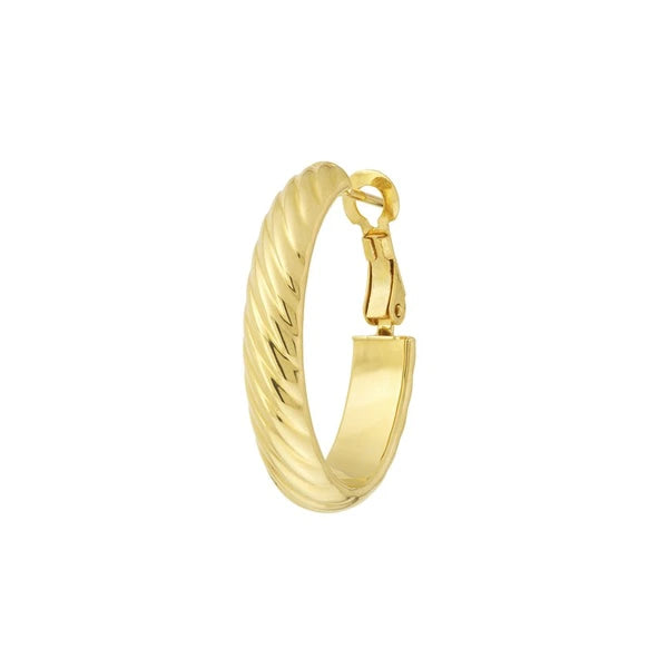 Fancy Oval Ribbed Hoop Earrings