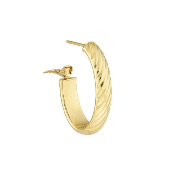 Fancy Oval Ribbed Hoop Earrings