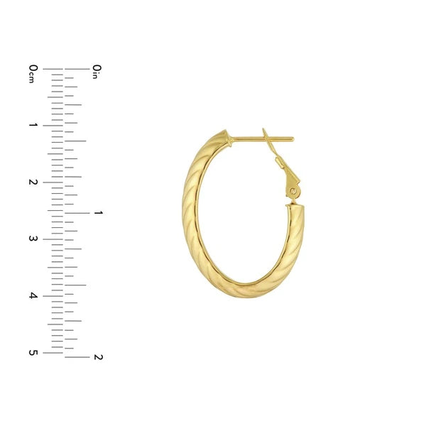 Fancy Oval Ribbed Hoop Earrings