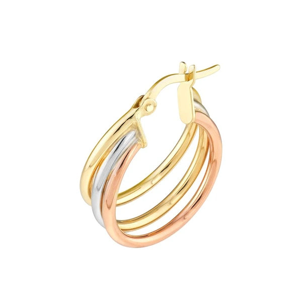 Tri-Color Triple Hoop Earrings