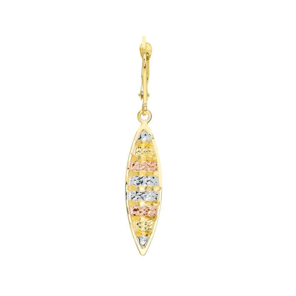 Tri-Color Striped Marquise Drop Earrings