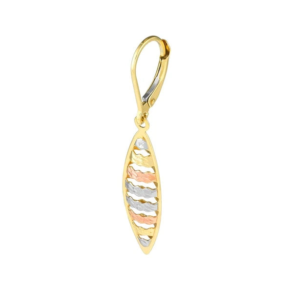 Tri-Color Striped Marquise Drop Earrings