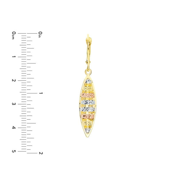 Tri-Color Striped Marquise Drop Earrings