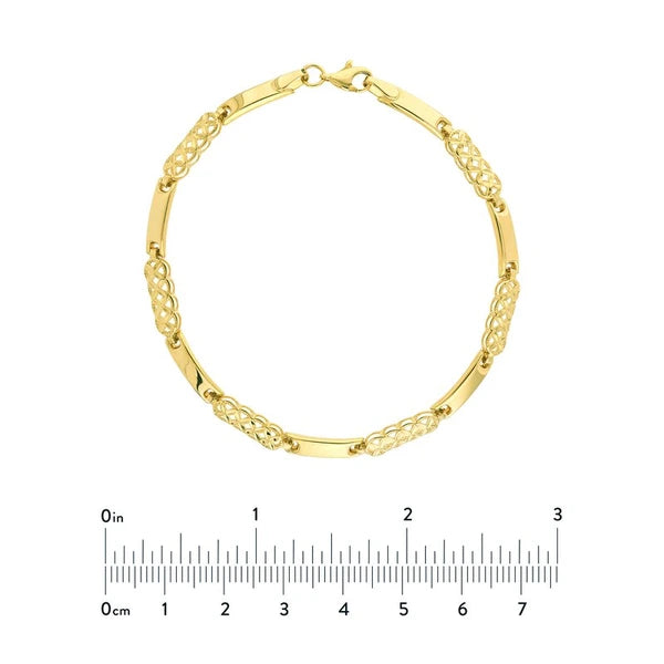 Polished and Diamond-Cut Bar Bracelet