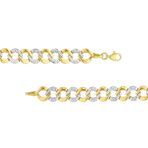 Two-Tone Flat Round Link Stampato Bracelet